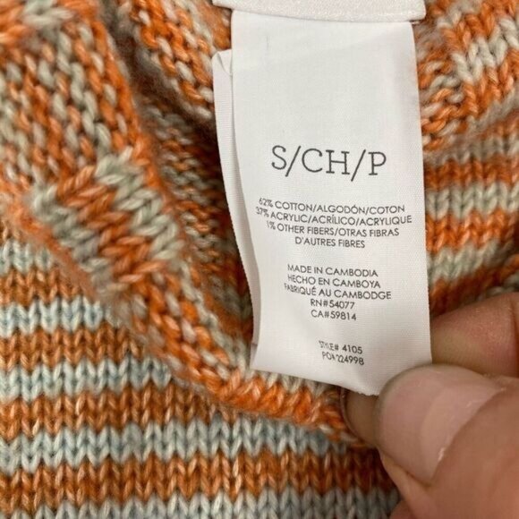 Cabi Sweater Womens Small Orange Striped Pullover Cowl Neck Knit Casual,Outdoor - Picture 8 of 9